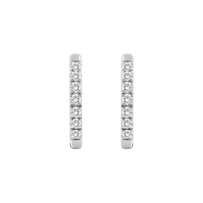 18K WHITE GOLD 1.00CT ROUND DIAMOND HOOP EARRINGS - Image 1