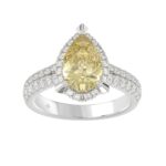 14K WHITE GOLD 2 3/4CT ROUND/YELLOW PEAR DIAMOND LADIES RING (CENTER STONE YELLOW PEAR DIAMOND 2.00CT)