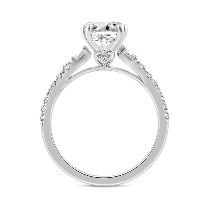 14K WHITE GOLD 2 1/4CT ROUND/BAGUETTE DIAMOND LADIES RING (CENTER STONE ROUND DIAMOND 2CT) - Image 2