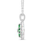 14K WHITE GOLD 1.00CT ROUND/EMERALD DIAMOND LADIES PENDANT (GREEN EMERALD  4 STONE) - Image 2