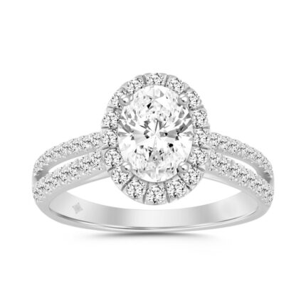 14K WHITE GOLD 2.00CT ROUND/OVAL DIAMOND LADIES RING (CENTER STONE OVAL DIAMOND 1 1/2CT)