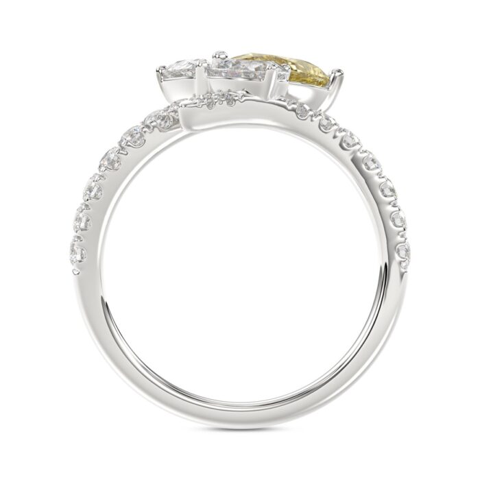 14K WHITE/YELLOW GOLD 1 3/4CT ROUND/PEAR/YELLOW PEAR DIAMOND LADIES RING (CENTER STONE PEAR DIAMOND 1CT) - Image 2