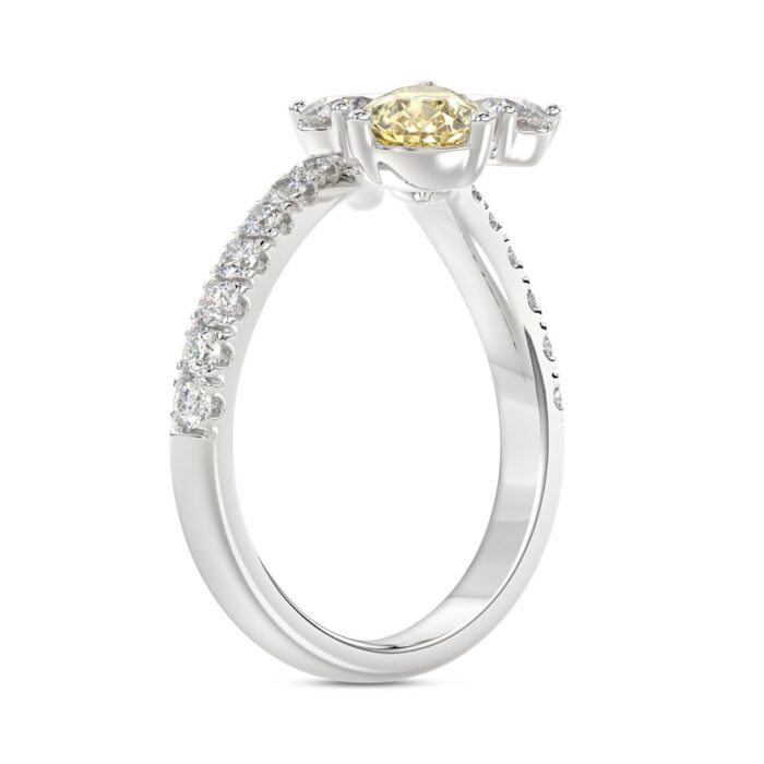 14K WHITE/YELLOW GOLD 1 3/4CT ROUND/PEAR/YELLOW PEAR DIAMOND LADIES RING (CENTER STONE PEAR DIAMOND 1CT) - Image 3