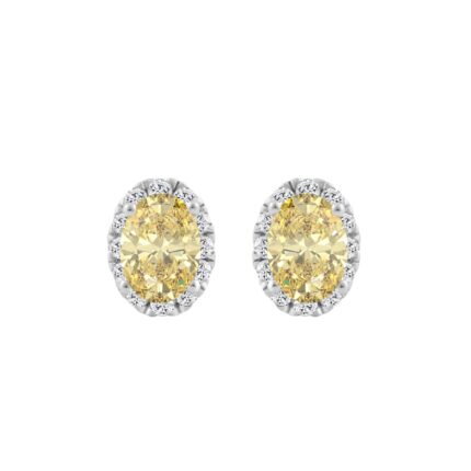 14K WHITE GOLD 2 1/2CT ROUND/OVAL DIAMOND LADIES EARRINGS