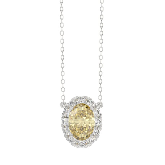 14K WHITE GOLD 2.00CT ROUND/OVAL DIAMOND LADIES PENDANT WITH CHAIN - Image 1
