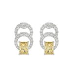 14K WHITE GOLD 2 3/4CT ROUND/YELLOW RADIANT DIAMOND LADIES EARRINGS