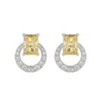 14K WHITE GOLD 2 1/2CT ROUND/YELLOW RADIANT DIAMOND LADIES EARRINGS