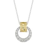 14K WHITE GOLD 2.00CT ROUND/RADIANT DIAMOND LADIES PENDANT WITH CHAIN