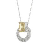 14K WHITE GOLD 2.00CT ROUND/RADIANT DIAMOND LADIES PENDANT WITH CHAIN - Image 3