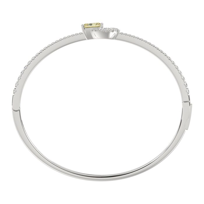 14K WHITE GOLD 2.00CT ROUND/RADIANT DIAMOND LADIES BANGLE - Image 2