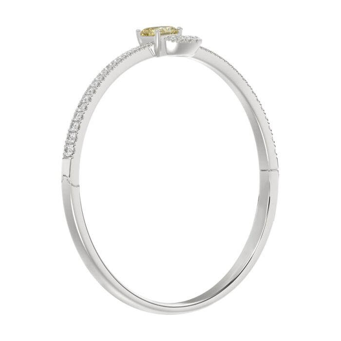 14K WHITE GOLD 2.00CT ROUND/RADIANT DIAMOND LADIES BANGLE - Image 3