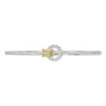 14K WHITE GOLD 2.00CT ROUND/RADIANT DIAMOND LADIES BANGLE - Image 5