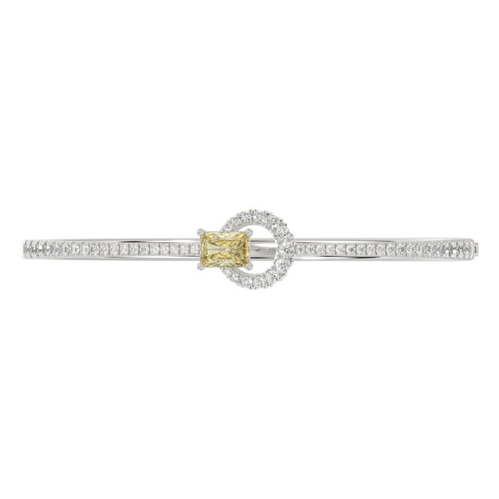 14K WHITE GOLD 2.00CT ROUND/RADIANT DIAMOND LADIES BANGLE - Image 5