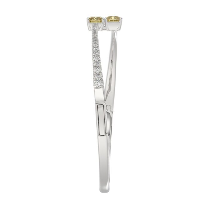 14K WHITE GOLD 2 3/4CT ROUND/RADIANT DIAMOND LADIES BANGLE - Image 4