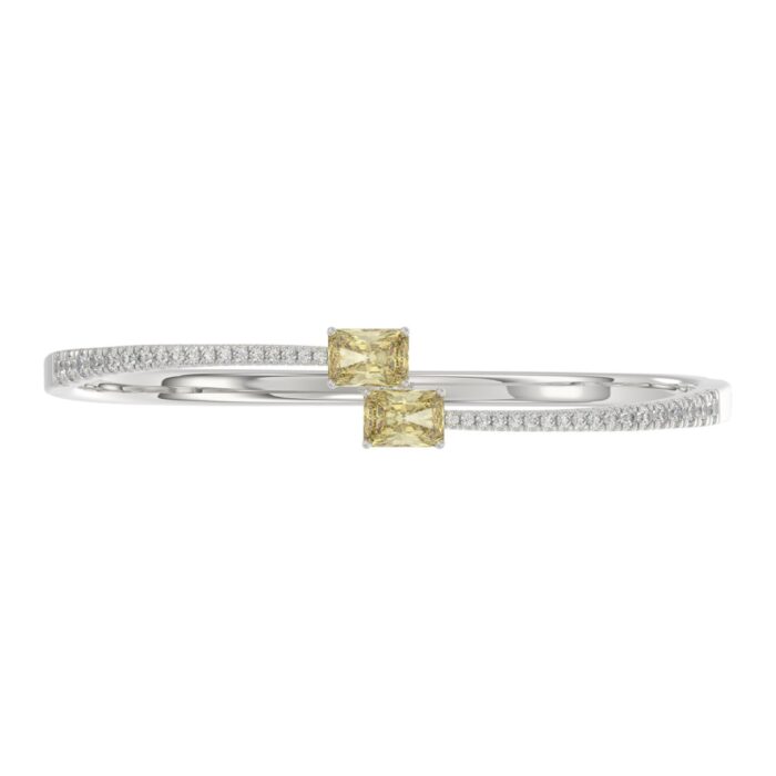 14K WHITE GOLD 2 3/4CT ROUND/RADIANT DIAMOND LADIES BANGLE - Image 5
