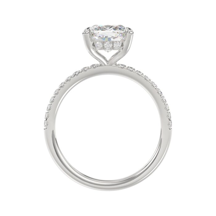 14K WHITE GOLD 2 1/4CT ROUND/CUSHION DIAMOND LADIES RING (CENTER STONE CUSHION DIAMOND 2CT) - Image 2