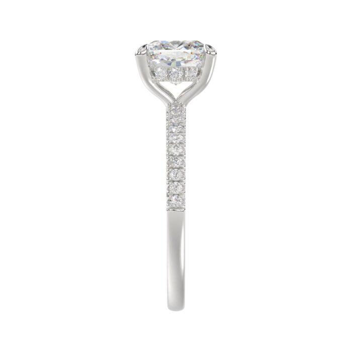 14K WHITE GOLD 2 1/4CT ROUND/CUSHION DIAMOND LADIES RING (CENTER STONE CUSHION DIAMOND 2CT) - Image 4