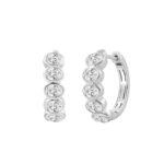 14K WHITE GOLD 1 1/2CT OVAL DIAMOND HOOP EARRINGS - Image 3