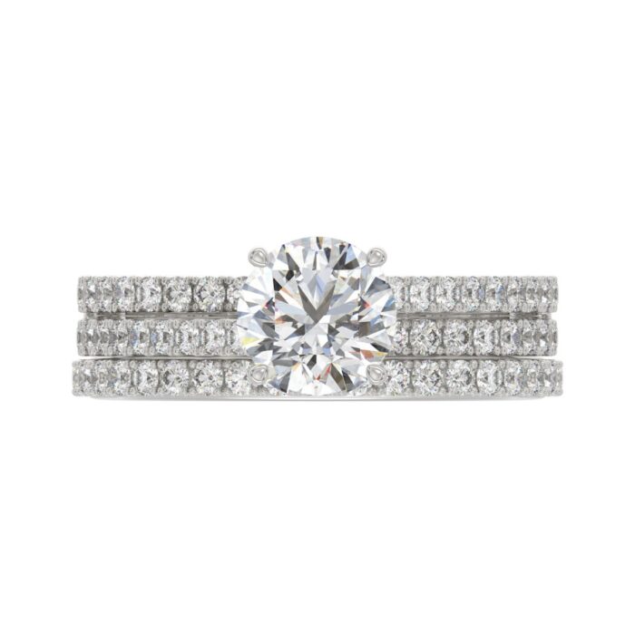 14K WHITE GOLD 1 3/4CT ROUND DIAMOND BRIDAL SET (CENTER STONE ROUND DIAMOND 1CT) - Image 5