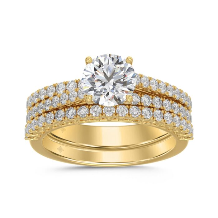 14K YELLOW GOLD 1 3/4CT ROUND DIAMOND LADIES BRIDAL SET (CENTER STONE ROUND DIAMOND 1CT) - Image 1