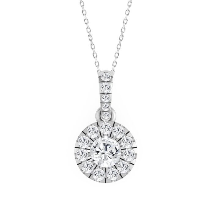 14K WHITE GOLD 3/4CT ROUND DIAMOND LADIES PENDANT WITH CHAIN - Image 1