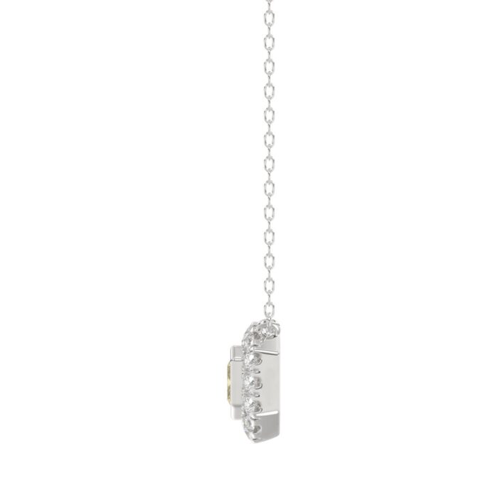 14K WHITE GOLD 1 1/4CT ROUND/RADIANT DIAMOND LADIES PENDANT WITH CHAIN - Image 2