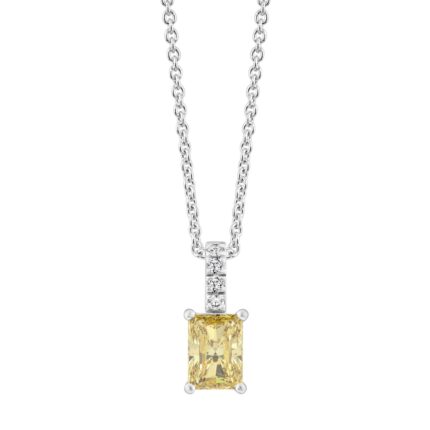 14K WHITE GOLD 1 1/3CT ROUND/RADIANT DIAMOND LADIES PENDANT WITH CHAIN