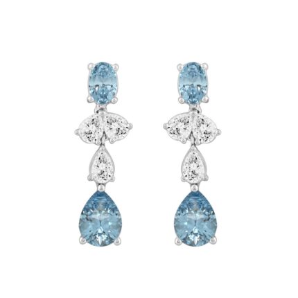 14K WHITE GOLD 3 1/2CT OVAL/PEAR DIAMOND LADIES EARRINGS (PEAR DIAMOND 3/4CT/OVAL DIAMOND 1/2CT)