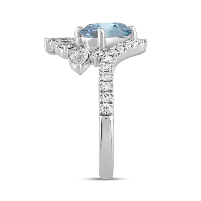 14K WHITE GOLD 2 1/4CT ROUND/MARQUISE/OVAL DIAMOND LADIES RING (CENTER STONE OVAL DIAMOND 1 1/2CT) - Image 3
