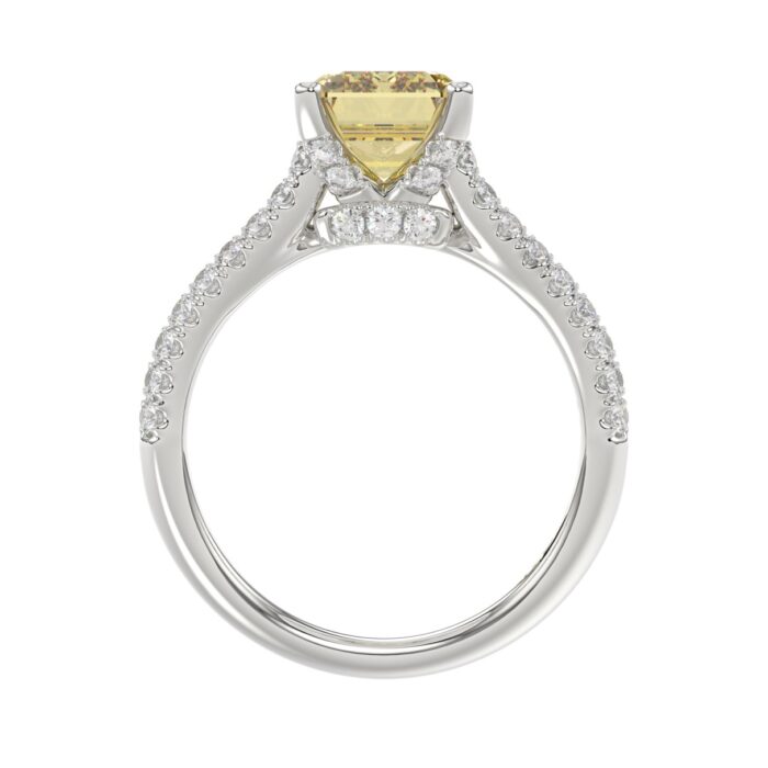 14K WHITE GOLD 5 1/4CT ROUND/BAGUETTE/RADIANT DIAMOND LADIES RING (CENTER STONE YELLOW RADIANT DIAMOND 4.00CT) - Image 5