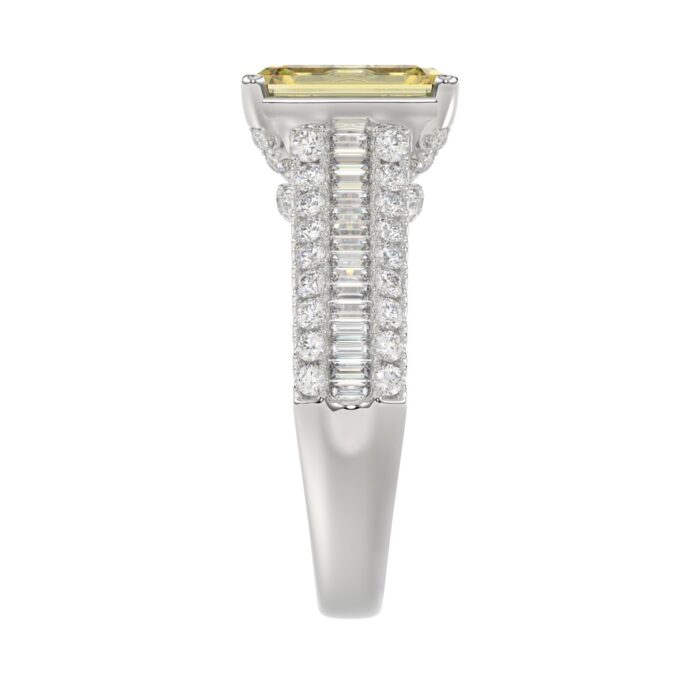 14K WHITE GOLD 5 1/4CT ROUND/BAGUETTE/RADIANT DIAMOND LADIES RING (CENTER STONE YELLOW RADIANT DIAMOND 4.00CT) - Image 3