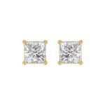 10K YELLOW GOLD 4.00CTCT PRINCESS DIAMOND LADIES SOLITAIRE EARRINGS