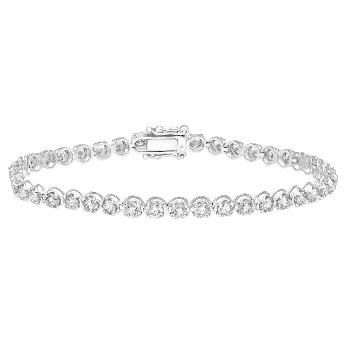 10K WHITE GOLD 4.00CT ROUND DIAMOND LADIES BRACELET - Image 1