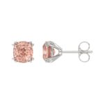 14K WHITE GOLD 2.00CT PINK CUSHION DIAMOND LADIES EARRINGS - Image 2