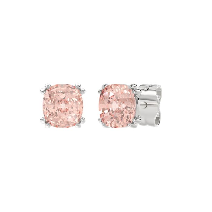 14K WHITE GOLD 2.00CT PINK CUSHION DIAMOND LADIES EARRINGS - Image 3