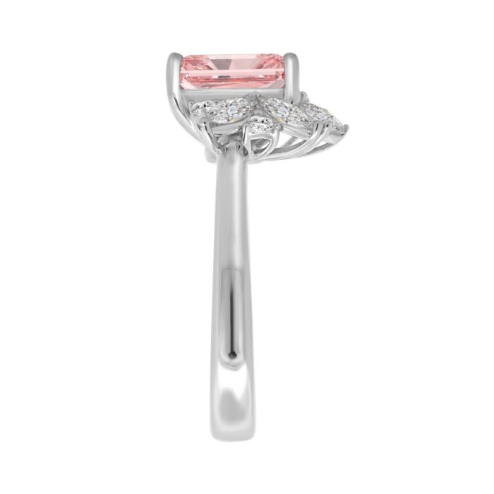 14K WHITE GOLD 2 1/2CT ROUND/MARQUISE/PEAR/PINK RADIANT DIAMOND LADIES RING (CENTER STONE PINK RADIANT DIAMOND 2CT) - Image 3
