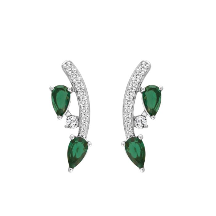 14K WHITE GOLD 1.00CT ROUND/PEAR DIAMOND LADIES EARRINGS (PEAR EMERALD DIAMOND 7/8CT) - Image 1