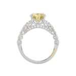 14K WHITE GOLD CRAFTED WITH 18K YELLOW GOLD SHANK 4 1/4CT ROUND/EMERALD/YELLOW OVAL DIAMOND LADIES RING (CENTER STONE OVAL YELLOW DIAMOND 3.00CT) - Image 2