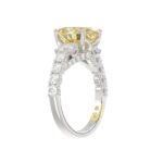14K WHITE GOLD CRAFTED WITH 18K YELLOW GOLD SHANK 4 1/4CT ROUND/EMERALD/YELLOW OVAL DIAMOND LADIES RING (CENTER STONE OVAL YELLOW DIAMOND 3.00CT) - Image 3