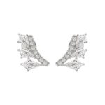 14K WHITE GOLD 1 1/2CT ROUND/KITE STEP CUT DIAMOND LADIES EARRINGS