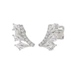 14K WHITE GOLD 1 1/2CT ROUND/KITE STEP CUT DIAMOND LADIES EARRINGS - Image 2