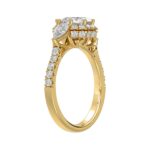 14K YELLOW GOLD 3.00CT ROUND/PEAR/OCTAGON STEP CUT DIAMOND LADIES RING - Image 3