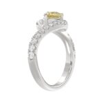 14K WHITE GOLD 1 1/2CT ROUND/YELLOW PEAR DIAMOND LADIES RING - Image 4