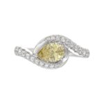 14K WHITE GOLD 1 1/2CT ROUND/YELLOW PEAR DIAMOND LADIES RING - Image 2