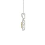 14K WHITE GOLD CRAFTED WITH 18K YELLOW GOLD BACK PLATE 1 1/2CT ROUND/YELLOW OVAL DIAMOND LADIES PENDANT WITH CHAIN - Image 2