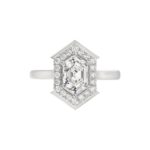 14K WHITE GOLD 1 1/4CT ROUND/HEXAGON DIAMOND LADIES RING - Image 5