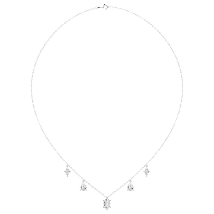 14K WHITE GOLD 3 1/2CT PEAR/HEXAGON/LOZENGE DIAMOND LADIES NECKLACE - Image 1