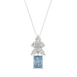 14K WHITE GOLD 2 1/4CT PEAR/MARQUISE/RADIANT DIAMOND LADIES PENDANT WITH CHAIN