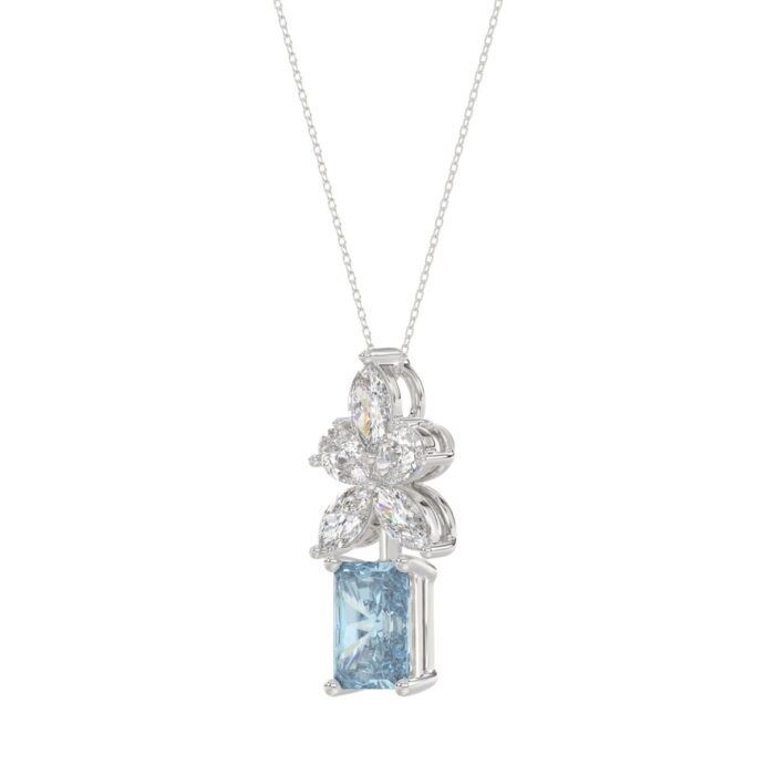 14K WHITE GOLD 2 1/4CT PEAR/MARQUISE/RADIANT DIAMOND LADIES PENDANT WITH CHAIN - Image 3