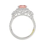 14K WHITE GOLD CRAFTED WITH 18K YELLOW GOLD SHANK 4 1/4CT ROUND/RADIANT/TRAPEZOID DIAMOND LADIES RING (CENTER STONE PINK RADIANT DIAMOND 3.00CT) - Image 2